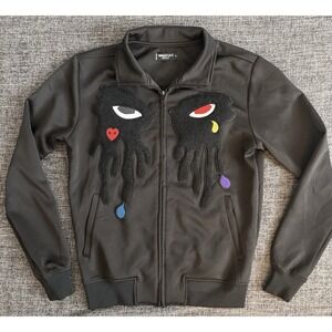 Roku studio Tear Drip Embroidered Zip Up Gothic Streetwear Jacket Size Small